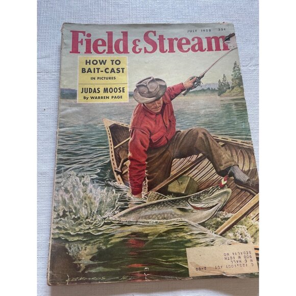 Vintage Field & Stream Magazine July 1958 Edition Fishing & Outdoors Bob Kuhn - Picture 1 of 12